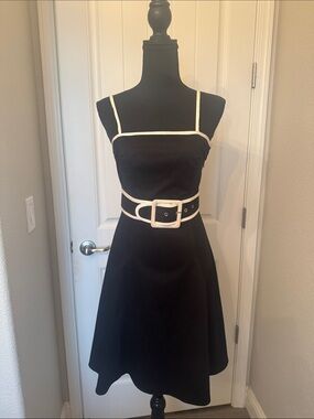 White House Black Market Black Fit & Flare Dress w/ Belt – Size 0